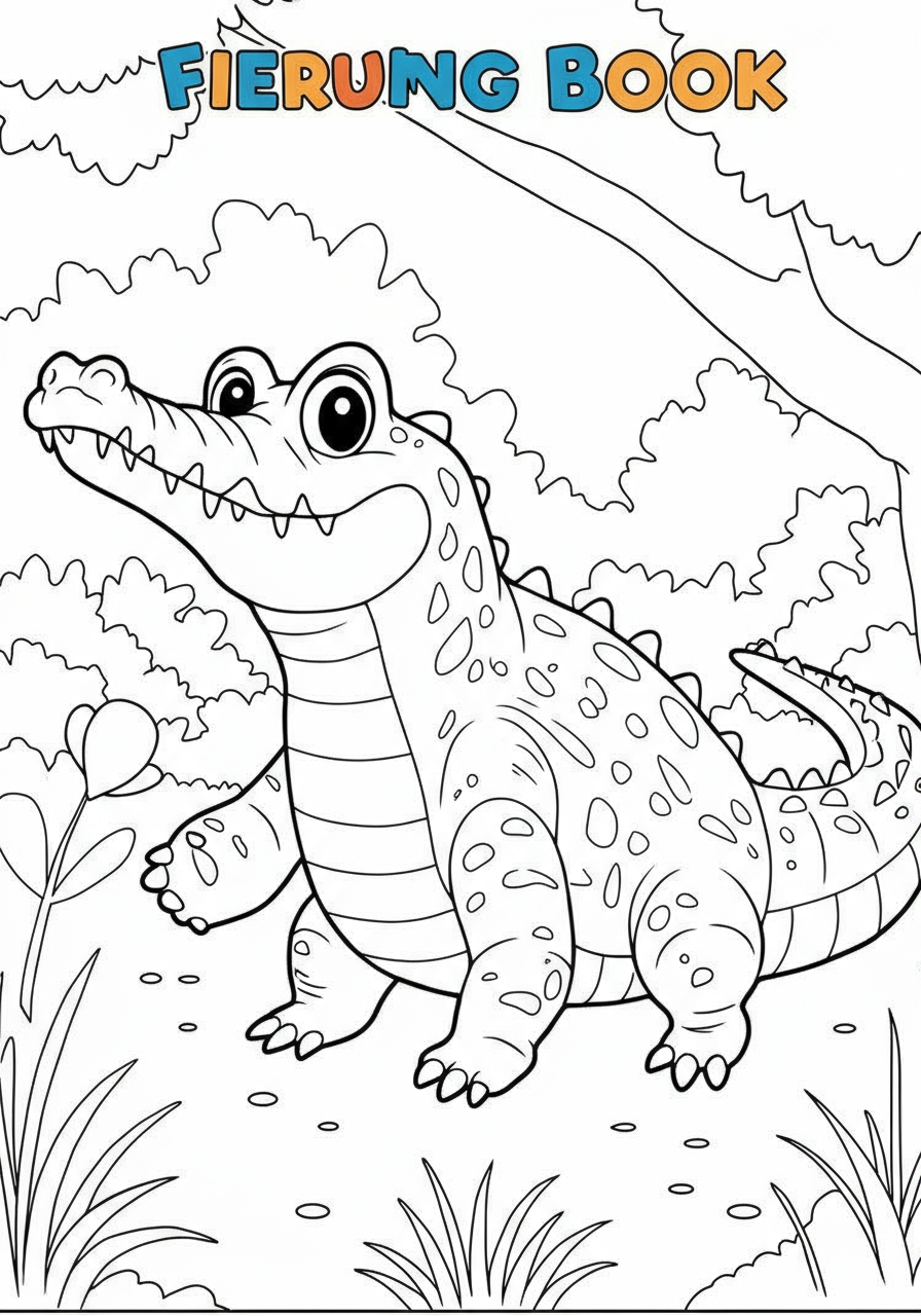 A free printable coloring page featuring a fierce crocodile with its powerful jaws wide open, showcasing its teeth, ready to be colored by kids.
