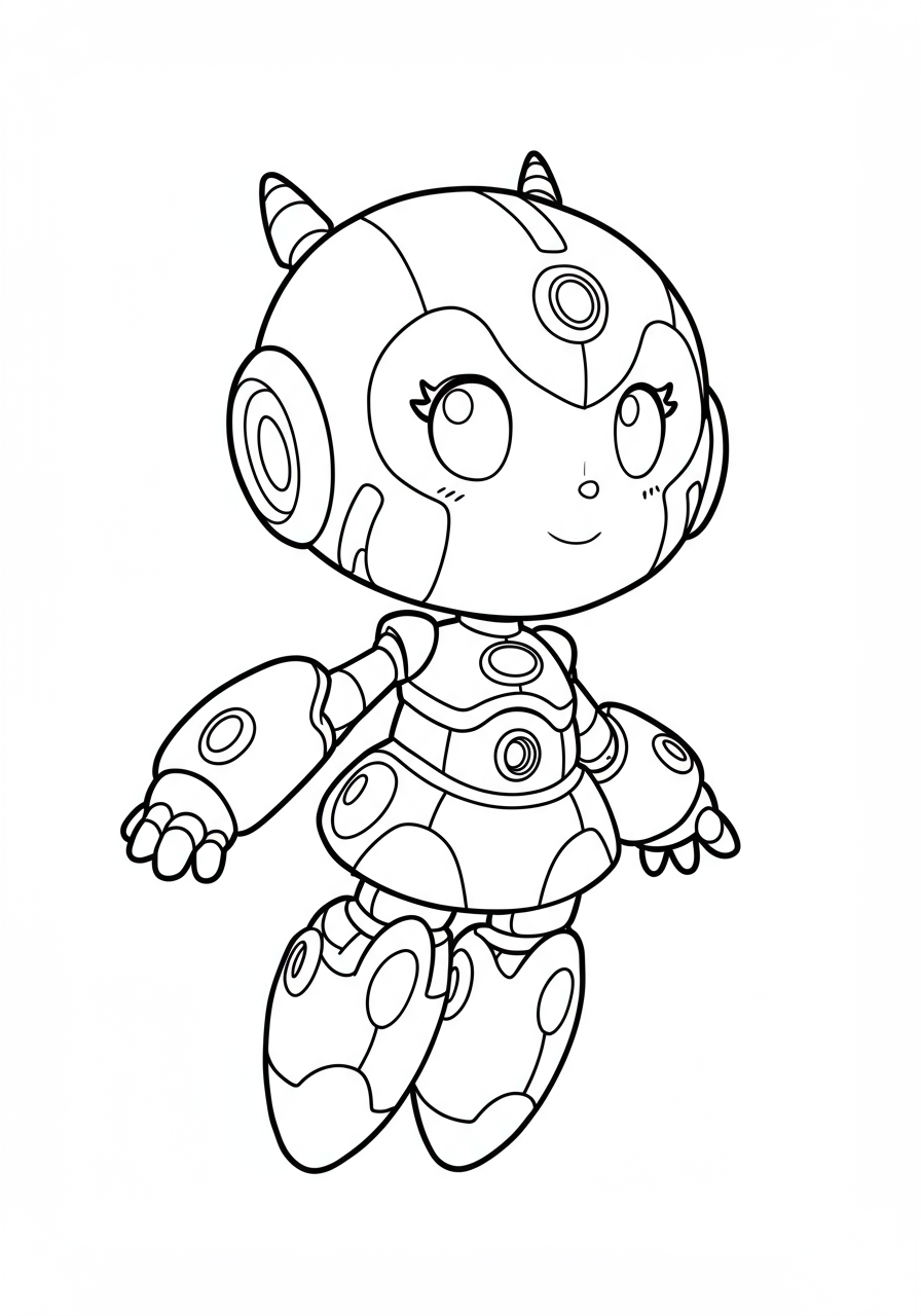 Free printable coloring page featuring Eve, the futuristic floating robot from a popular animated movie. Easy for kids to color.
