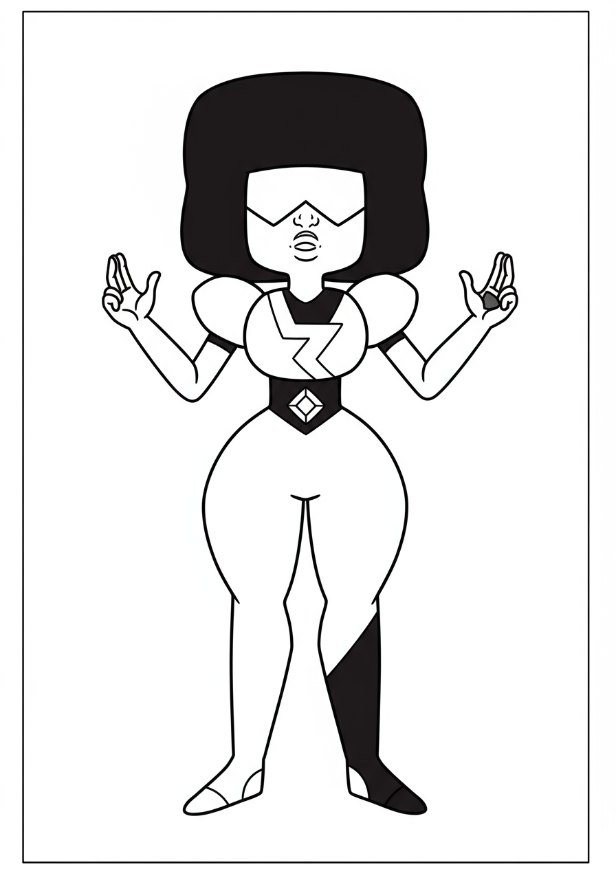 Free printable Garnet strong mysterious leader coloring page for kids, featuring the iconic Steven Universe character ready for action.