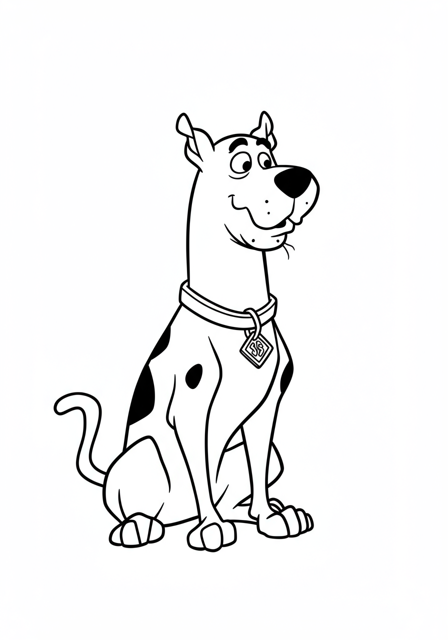 Free printable Scooby Doo and friends solving a mystery coloring page, featuring Scooby, Shaggy, the Mystery Machine, and a spooky ghost.