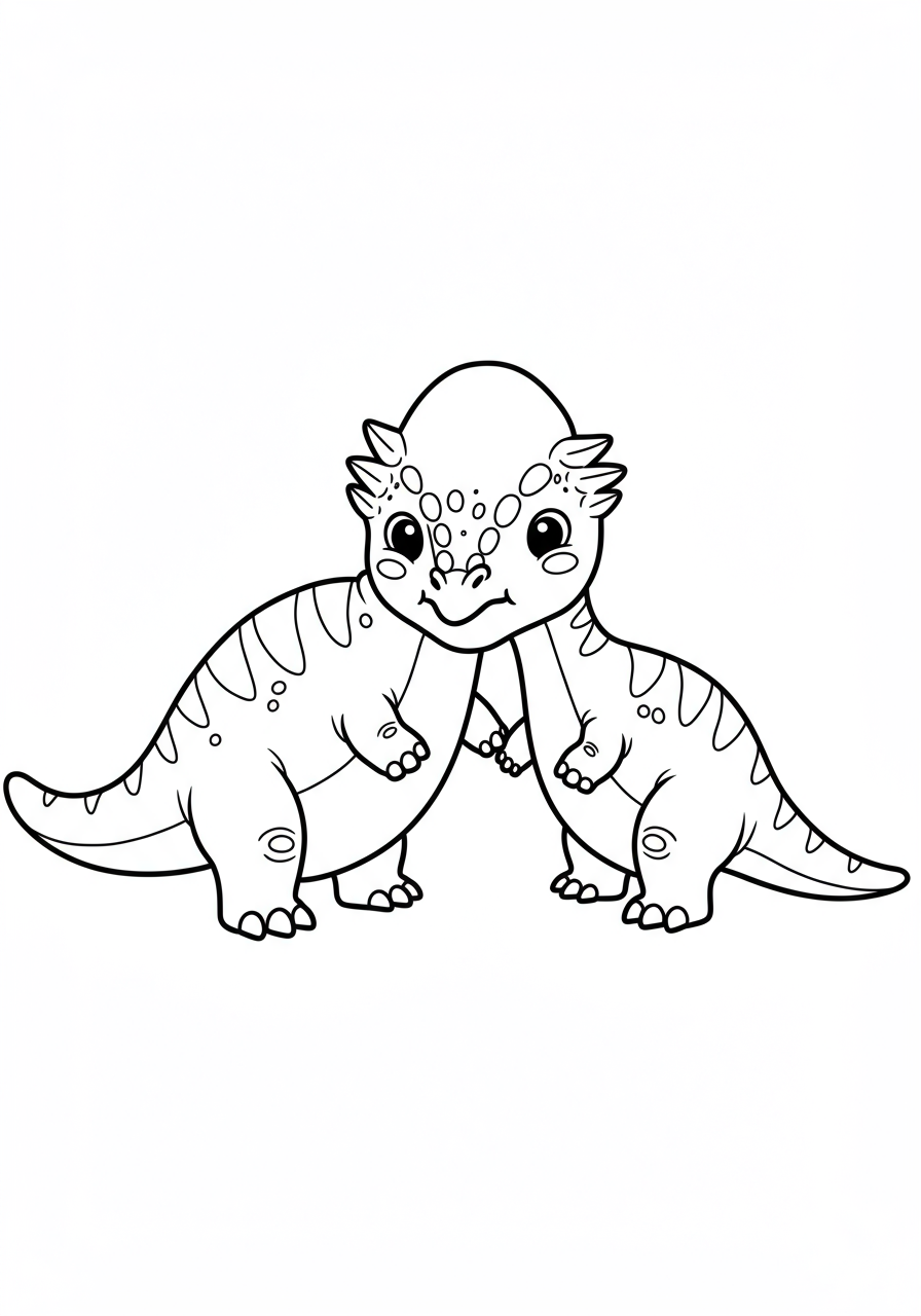 Two Pachycephalosaurus dinosaurs head-butting in a prehistoric clearing