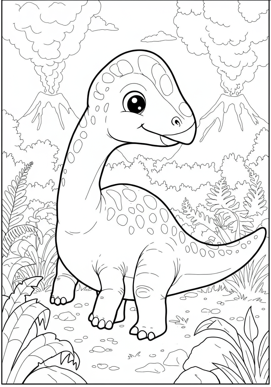 A free printable coloring page showing a friendly, simplified Proceratosaurus dinosaur with its distinctive nose crest, ready for kids to color.