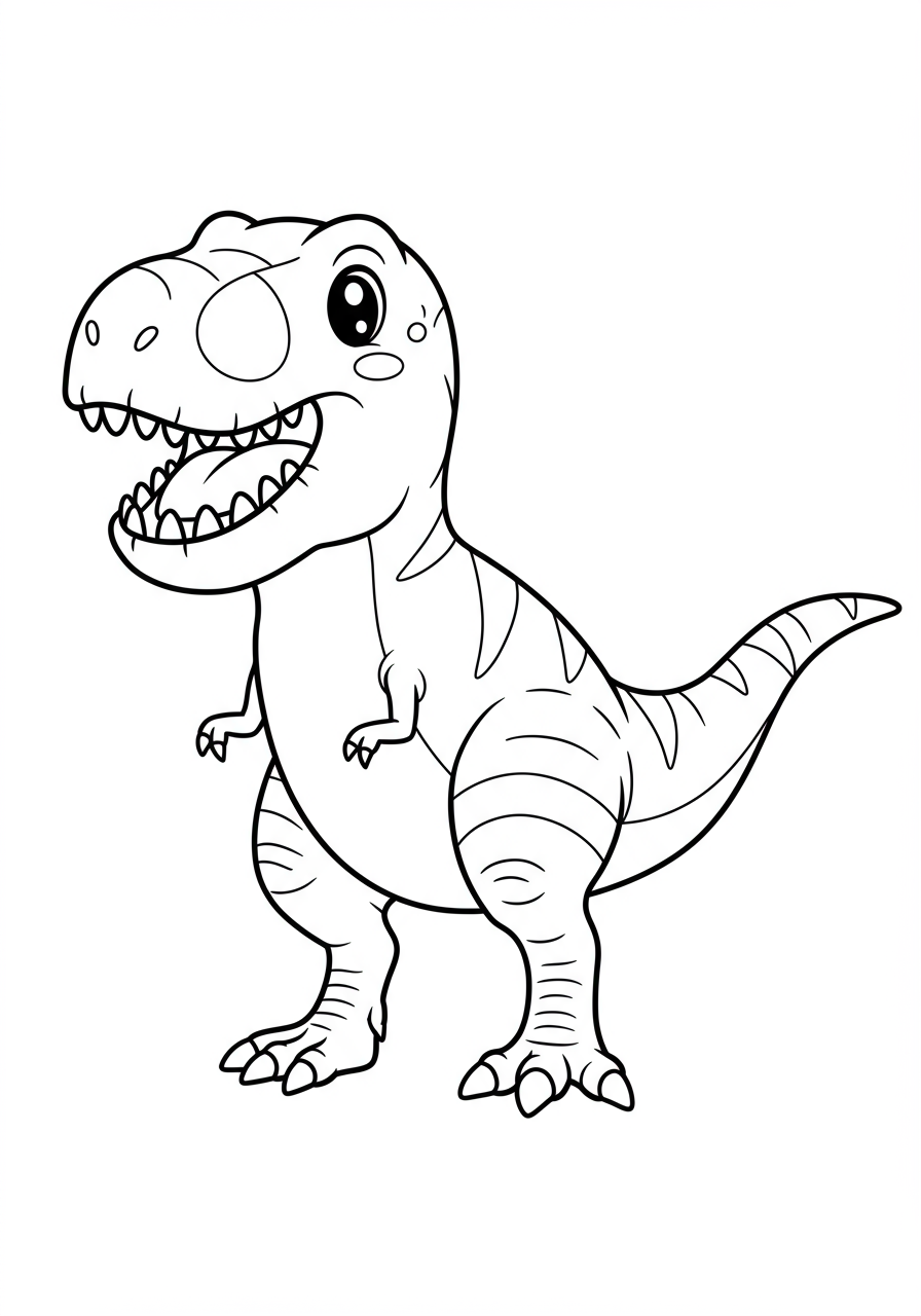 A fierce Tyrannosaurus Rex roaring with sharp teeth, standing in a prehistoric jungle