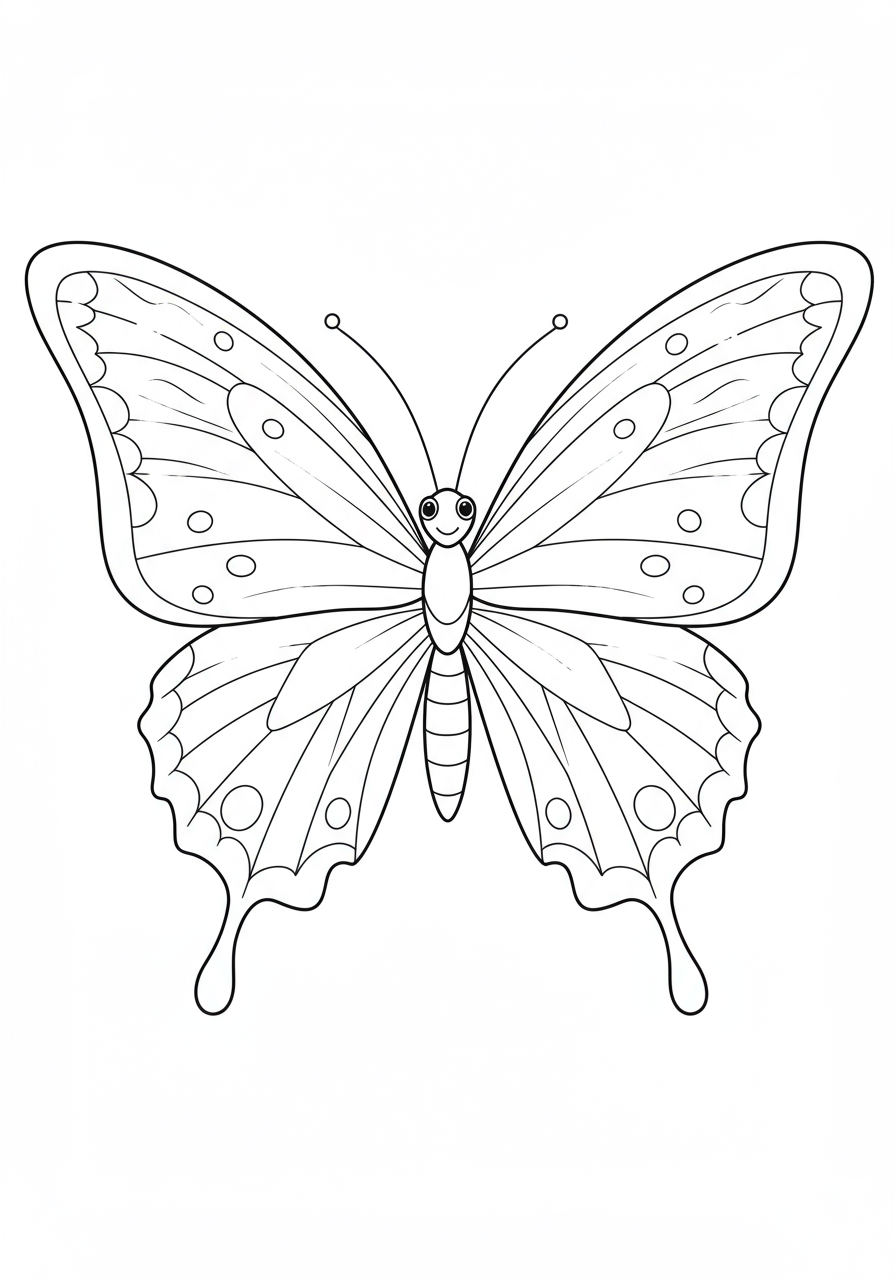 Free printable coloring page featuring a butterfly with one wing fully detailed and the other left blank for kids to draw and color symmetrically, promoting learning about symmetry in nature.