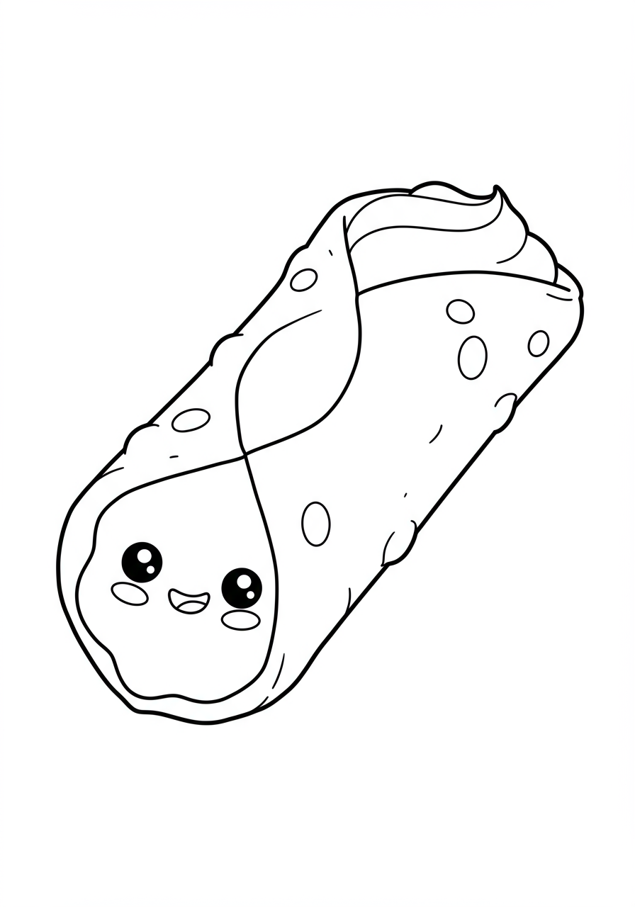 A free printable coloring page showing a delicious cannoli pastry with a sweet cream filling, ready for kids to color.