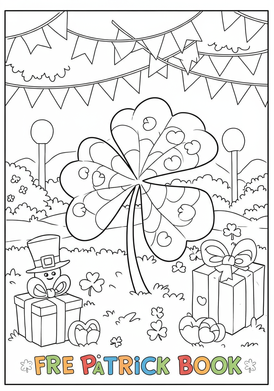 Free printable coloring page featuring a simple shamrock clover for kids to color, symbolizing luck and St. Patrick's Day.