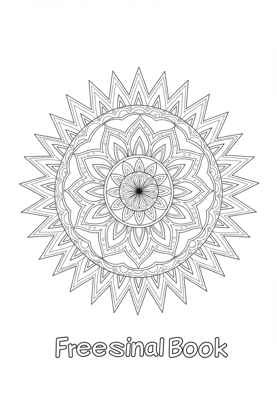 A free printable coloring page featuring an easy doodle art mandala design, perfect for kids to color and relax.