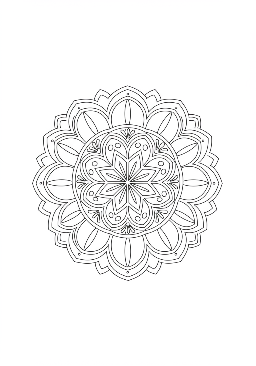 Free printable coloring page featuring an easy Moroccan tile mandala design with geometric patterns for kids to color.