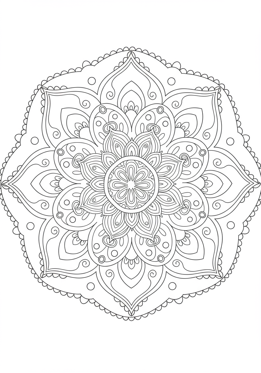 Free printable easy paisley intricate design mandala coloring page for kids to color