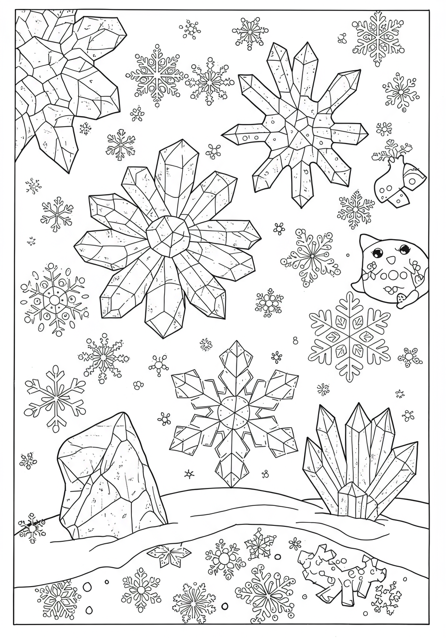 Beautiful detailed snowflake crystal patterns in various intricate designs
