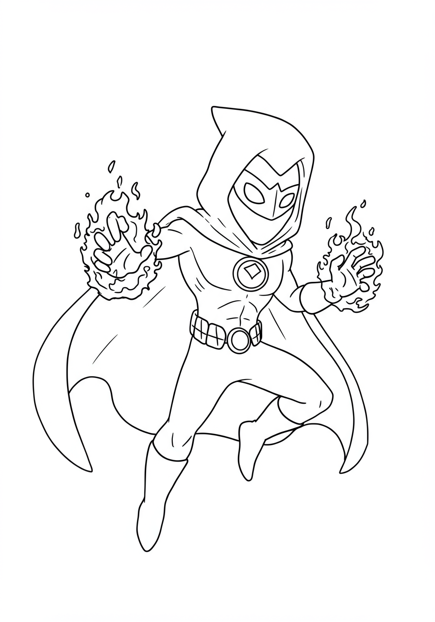Free printable Dark Power Hero Shadow coloring page for kids, featuring a superhero with dynamic shadow powers and a mysterious aura.