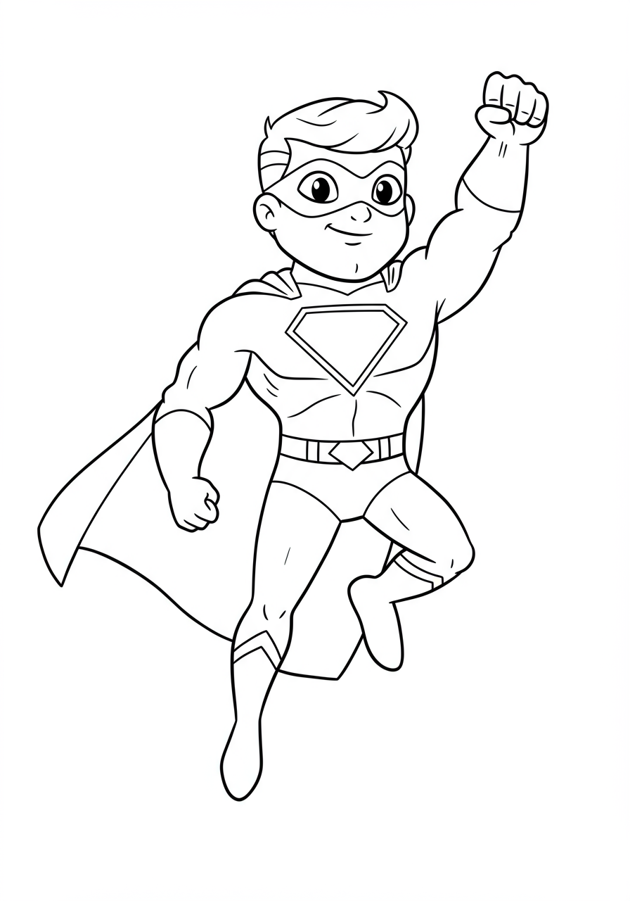 A free printable coloring page showing a classic, bold hero emblem chest symbol, perfect for young artists to color with bright, heroic colors and imagine their own superhero.
