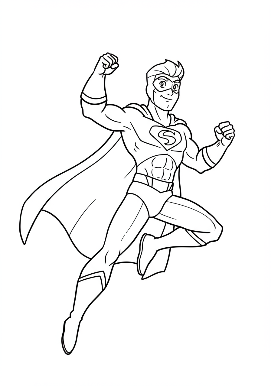 Free printable shapeshifting hero coloring page for kids showing a superhero mid-transformation with energetic swirls and thick outlines.