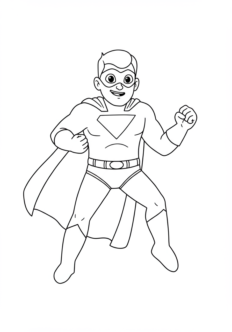 Free printable coloring page featuring a superhero growing giant, with simple lines for easy coloring, perfect for kids.