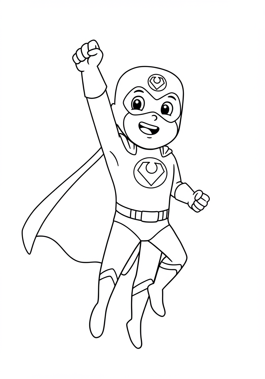 Free printable coloring page for kids featuring a simple hero shield with a bold symbol in the center, ready to be colored.