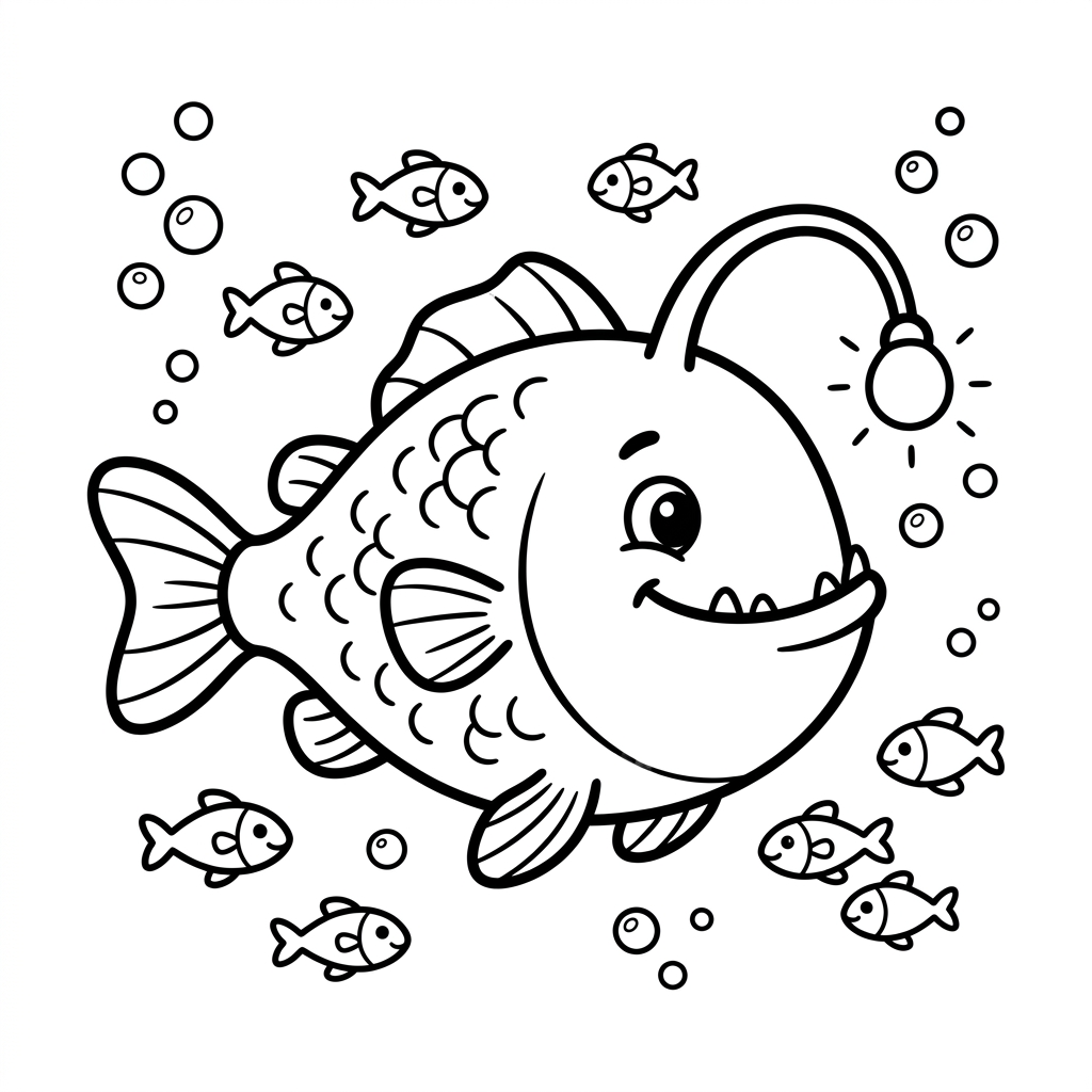 Anglerfish Dark Depths coloring page for kids