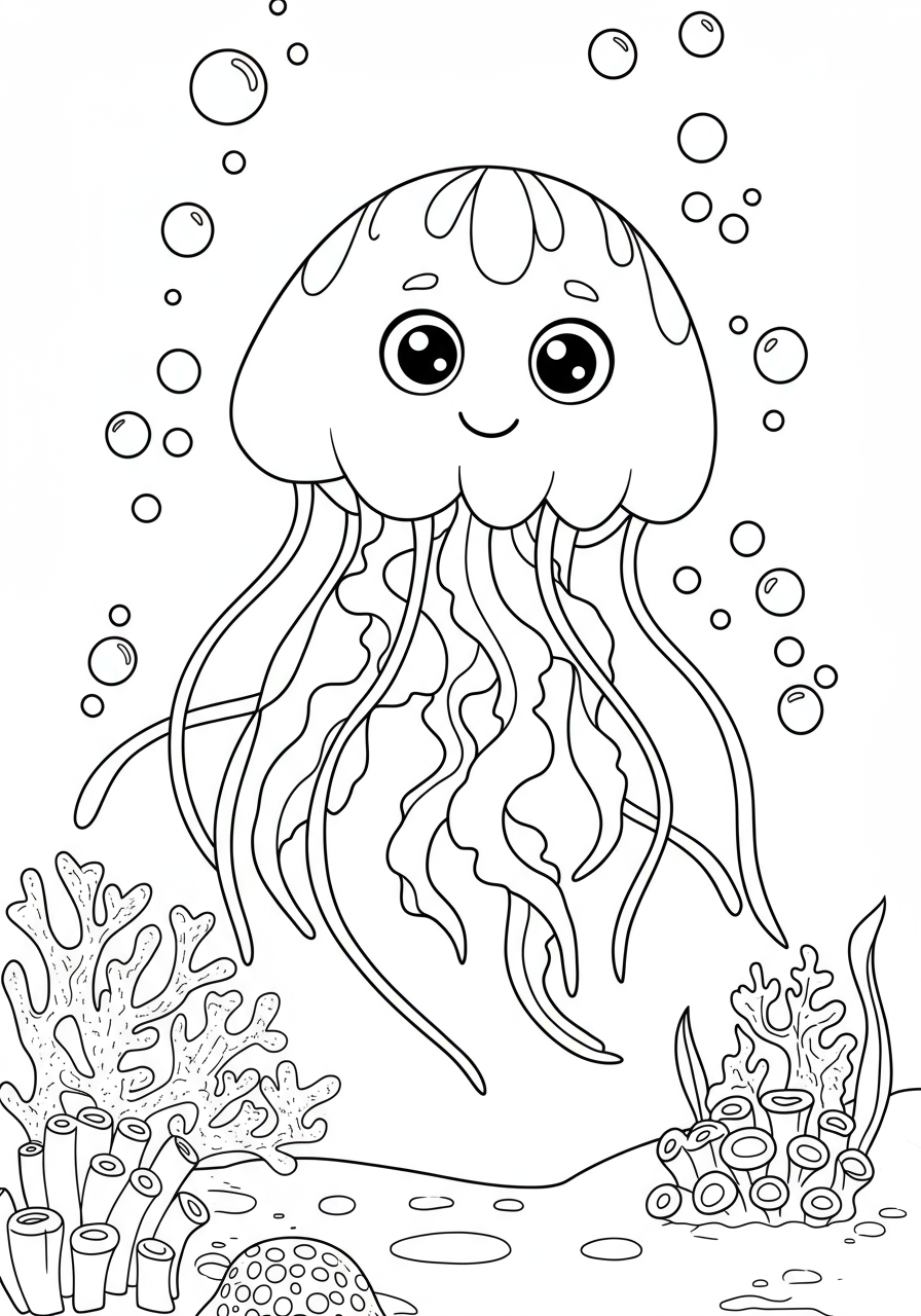Jellyfish Glowing Deep coloring page for kids