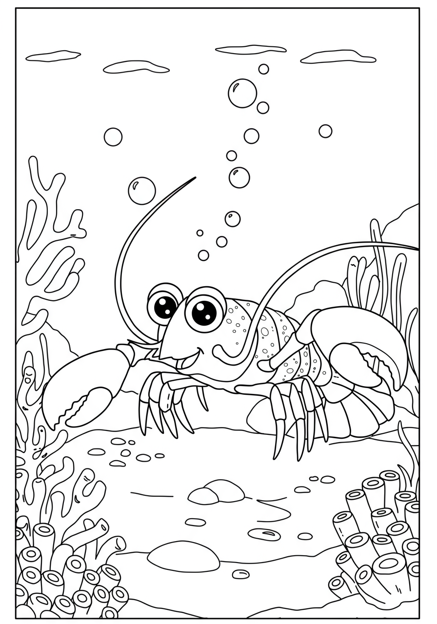 Lobster Ocean Floor coloring page for kids