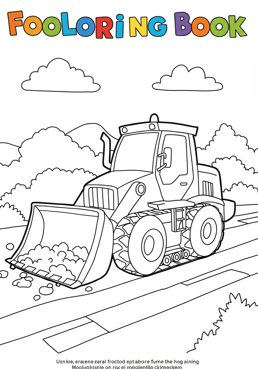 Free printable Construction Bulldozer pushing dirt coloring page for kids.